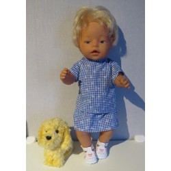 rok setje donker blauw geruit baby born 43cm