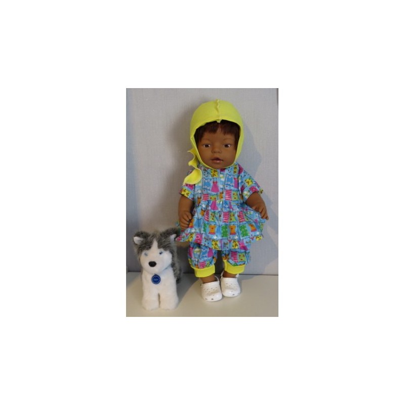 vrolijk broek setje blauw kleding baby born 43cm
