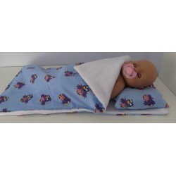campingslaapzak blauw met jet baby born 43cm