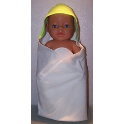 omslagdoek wit met groen baby born 43cm