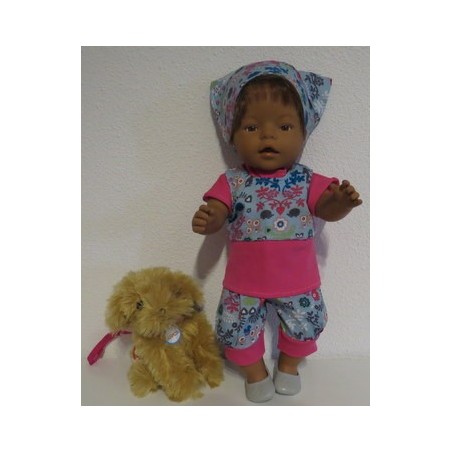 liefbroek setje blauw dieren  baby born 43cm