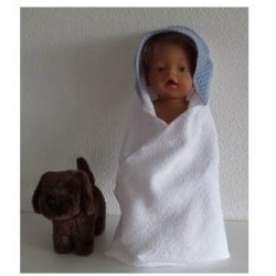 omslagdoek wit met blauw baby born 43cm