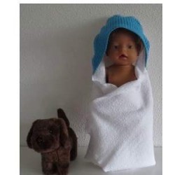 omslagdoek wit met aqua blauw baby born 43cm