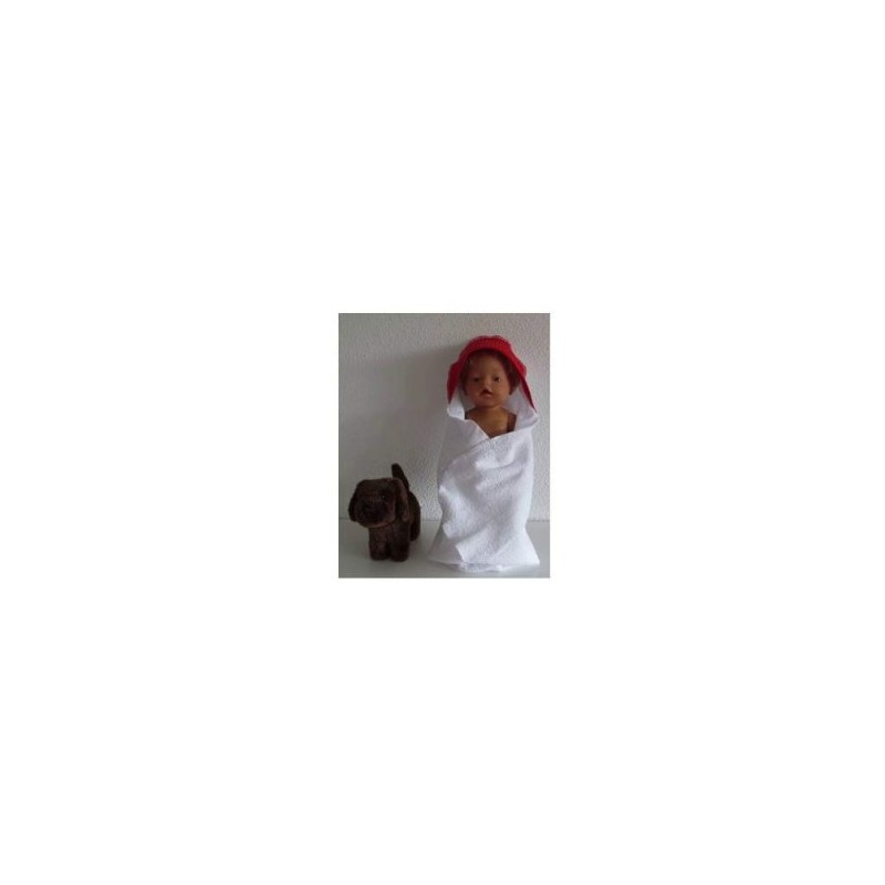 omslagdoek wit met rood baby born 43cm