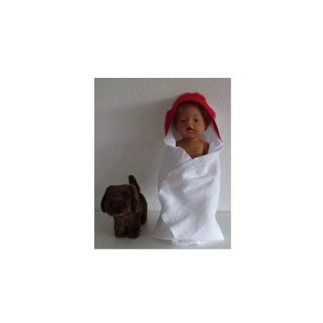 omslagdoek wit met rood baby born 43cm