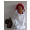 omslagdoek wit met rood baby born 43cm