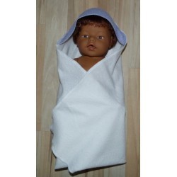 omslagdoek wit met lila baby born 43cm