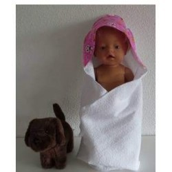 omslagdoek met roze konijn baby born 43cm
