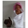 omslagdoek met roze konijn baby born 43cm