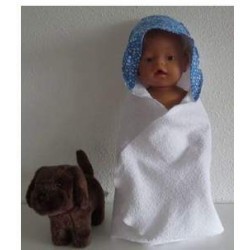 omslagdoek met blauw hello kitty baby born 43cm