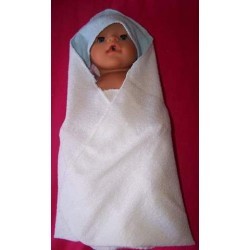 omslagdoek wit met blauw baby born 43cm
