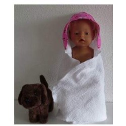 omslagdoek met roze snoopy  baby born 43cm