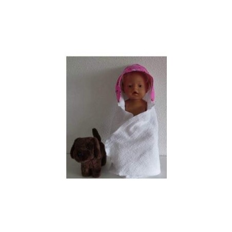 omslagdoek met roze snoopy  baby born 43cm