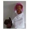 omslagdoek met roze snoopy  baby born 43cm
