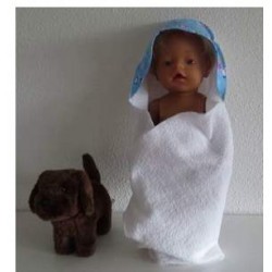 omslagdoek met blauw panda baby born 43cm