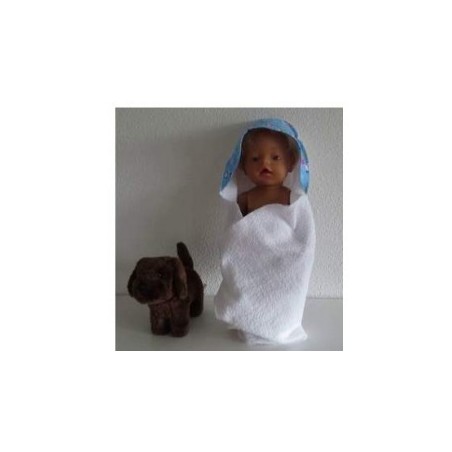 omslagdoek met blauw panda baby born 43cm
