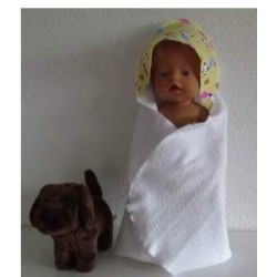 omslagdoek met geel panda baby born 43cm