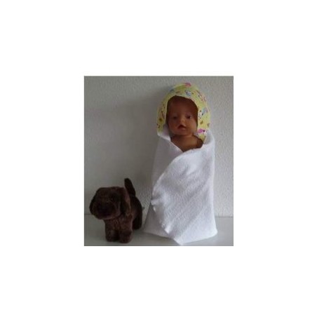 omslagdoek met geel panda baby born 43cm