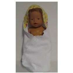 omslagdoek met geel konijnen baby born 43cm