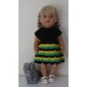 gehaakte zwart met groen jurk baby born 43cm