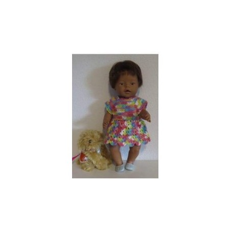 gehaakte jurk gekleurd baby born 43cm