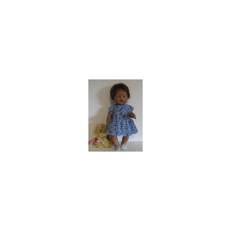 gehaakte jurk blauw baby born 43cm