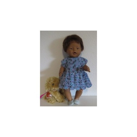 gehaakte jurk blauw baby born 43cm