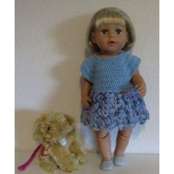 gehaakte jurk blauw baby born 43cm