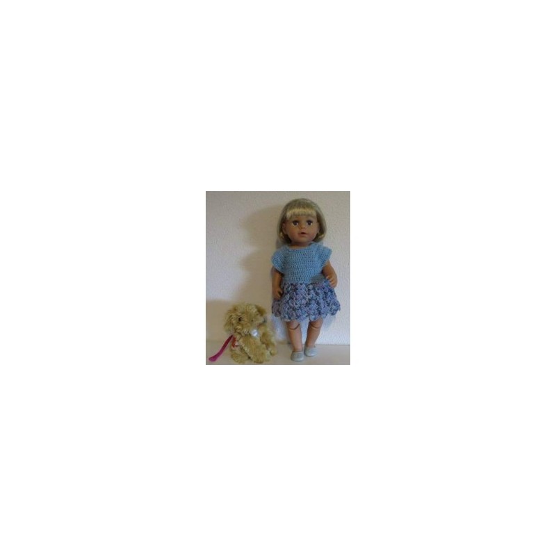gehaakte jurk blauw baby born 43cm