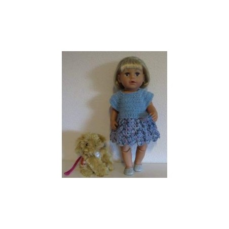 gehaakte jurk blauw baby born 43cm