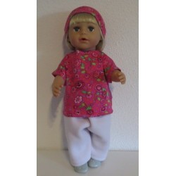 complete set lila met hard roze bloemen baby born 43cm