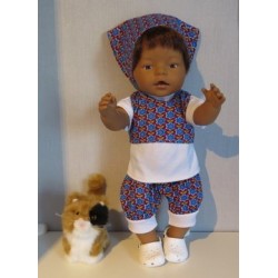 liefbroek setje rood bloemen blauw baby born 43cm