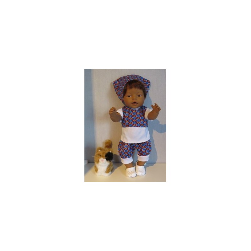 liefbroek setje rood bloemen blauw baby born 43cm