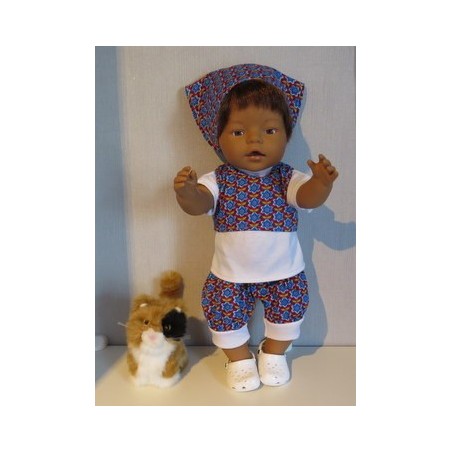 liefbroek setje rood bloemen blauw baby born 43cm