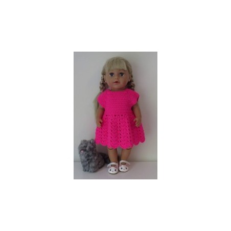 gehaakte jurk hard roze baby born 43cm