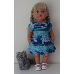 gehaakte jurk blauw baby born 43cm