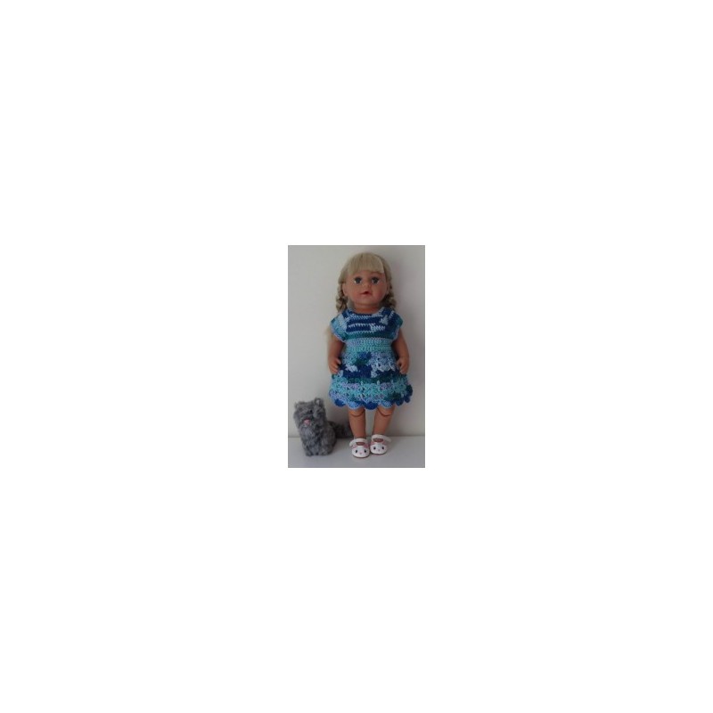 gehaakte jurk blauw baby born 43cm