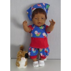 liefbroek setje blauw vogels baby born 43cm
