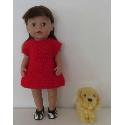gehaakte jurk rood baby born 43cm