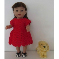 gehaakte jurk rood baby born 43cm
