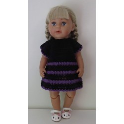 gehaakte jurk zwart met lila baby born 43cm