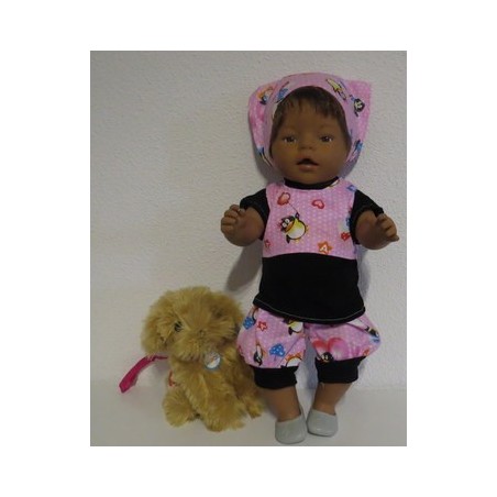 liefbroek setje roze pinguins baby born 43cm