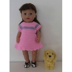 gehaakte jurk roze met lila baby born 43cm