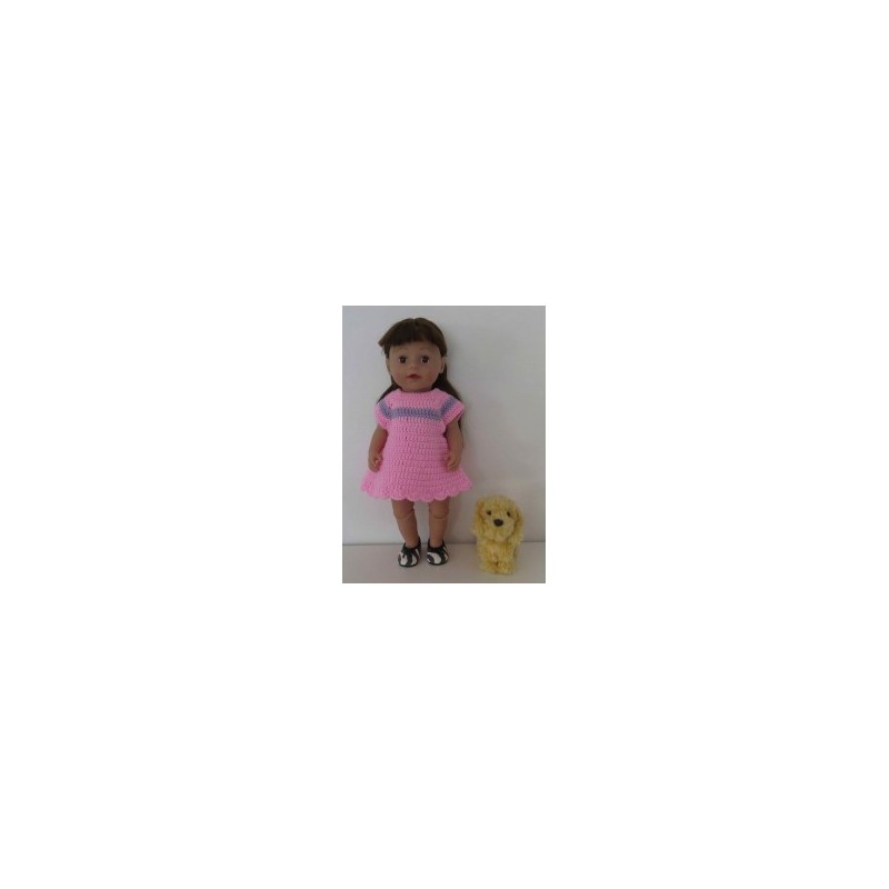 gehaakte jurk roze met lila baby born 43cm