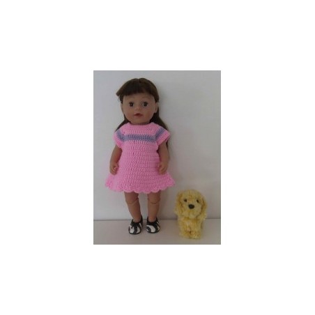 gehaakte jurk roze met lila baby born 43cm