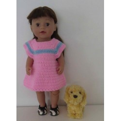 gehaakte jurk roze met blauw baby born 43cm