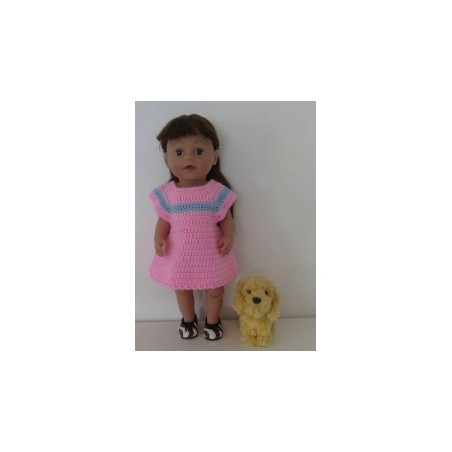 gehaakte jurk roze met blauw baby born 43cm