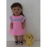 gehaakte jurk roze met blauw baby born 43cm