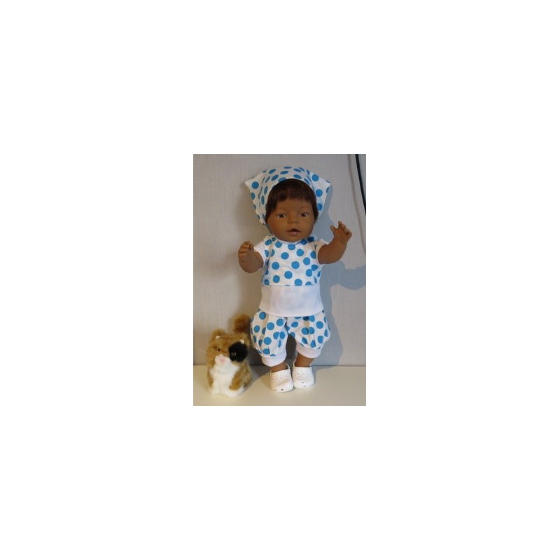 liefbroek setje blauw polka dots baby born 43cm
