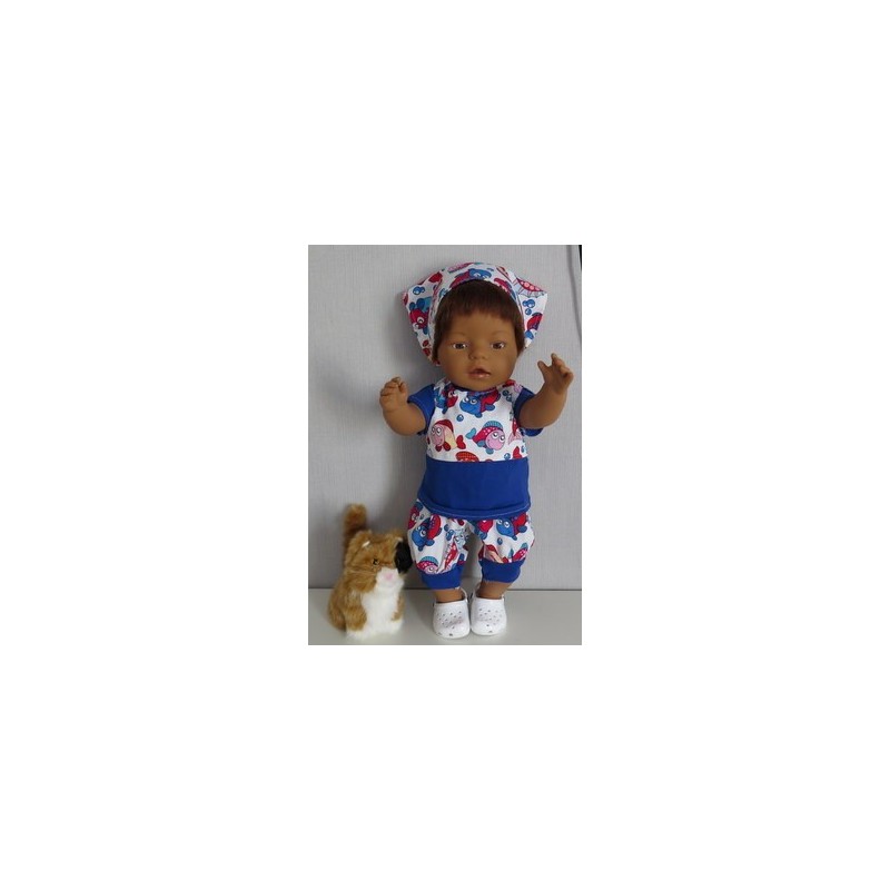 liefbroek setje vissen blauw baby born 43cm